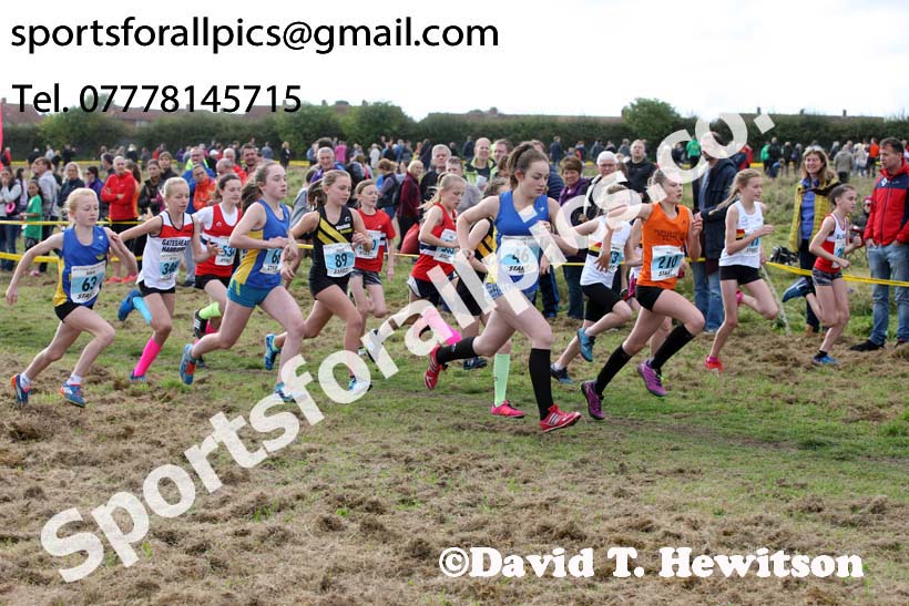 Girls under-13s Start Fitness North Eastern Harriers League, Wrekenton, Gateshead. Photo:  David T. Hewitson/Sports for All Pics